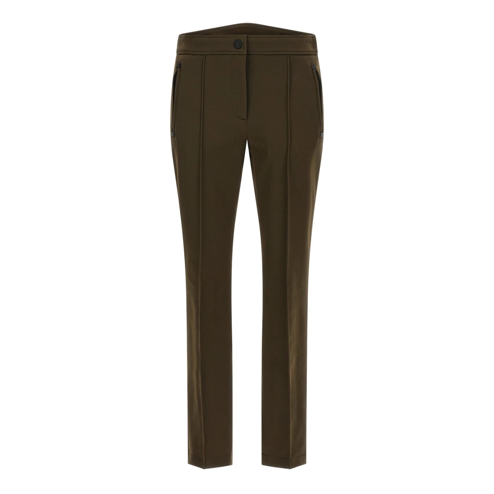 Moncler Technical Twill Trousers - Female - Slim-Fit Trousers - Green - Xs - Trousers