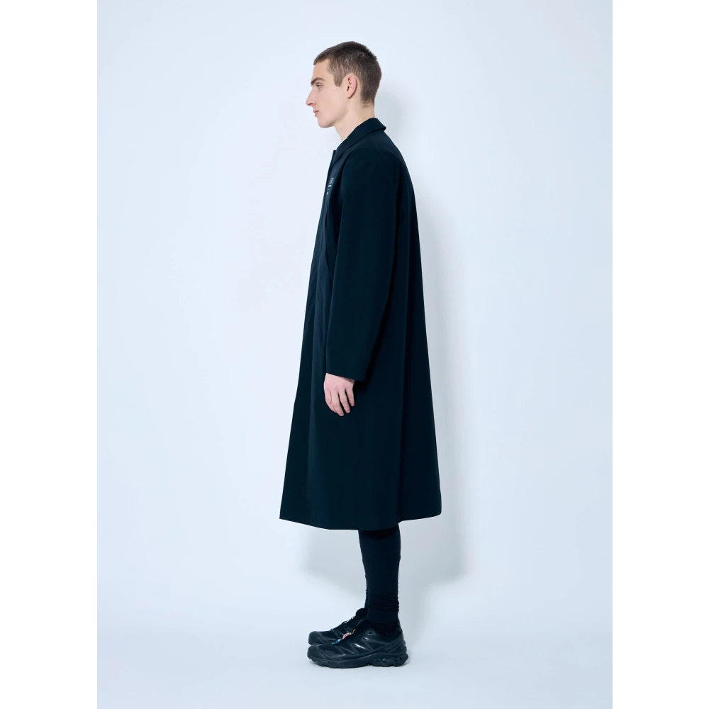 MM6 Maison Margiela Logo Print Trench Coat Black Heren
