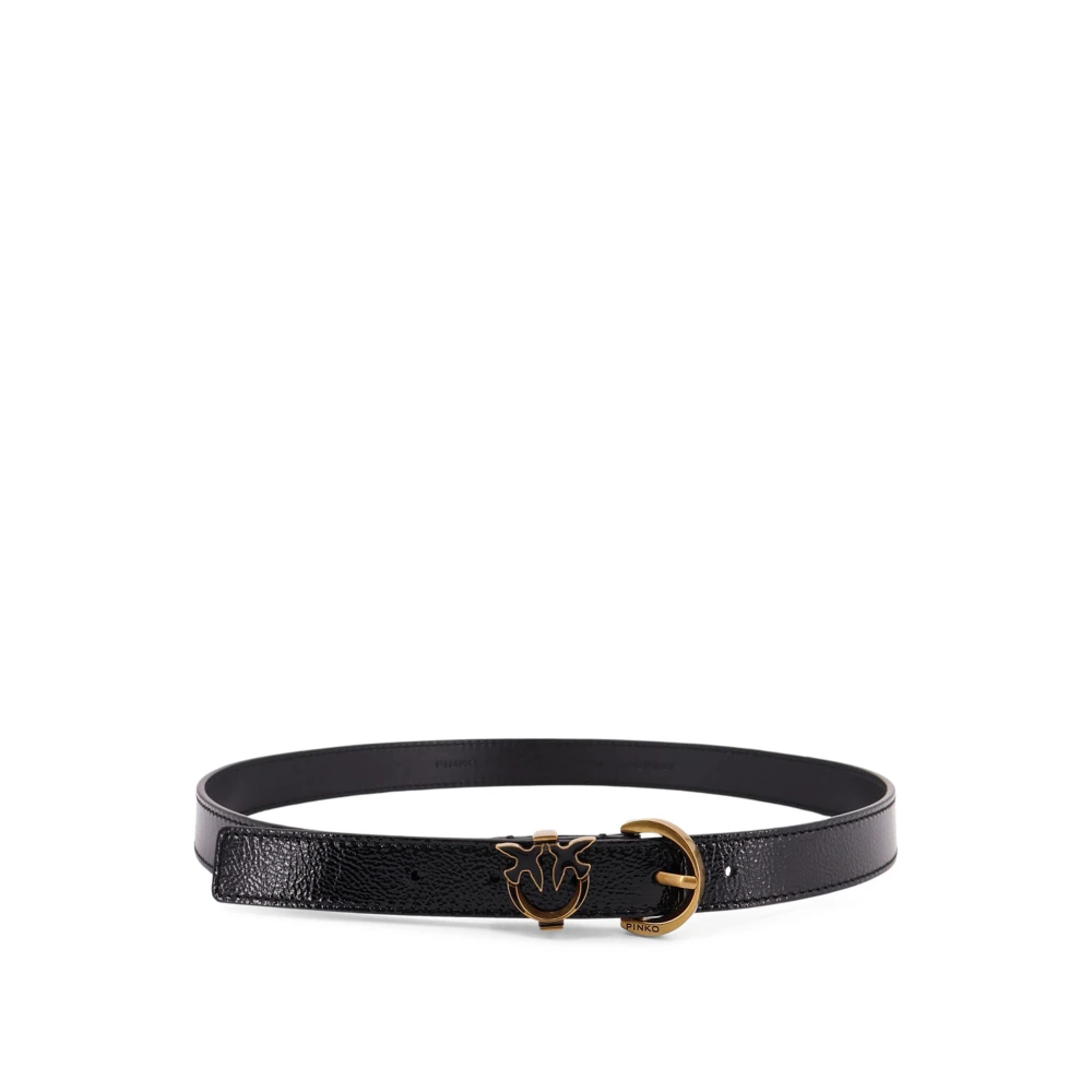Pinko Women's Black Love Birds Leather Belt - Belts - L - Accessories