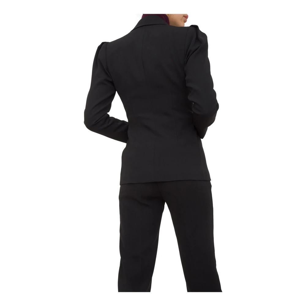 Nenette Zwarte Vloeibare Crepe Moda Jas Black Dames
