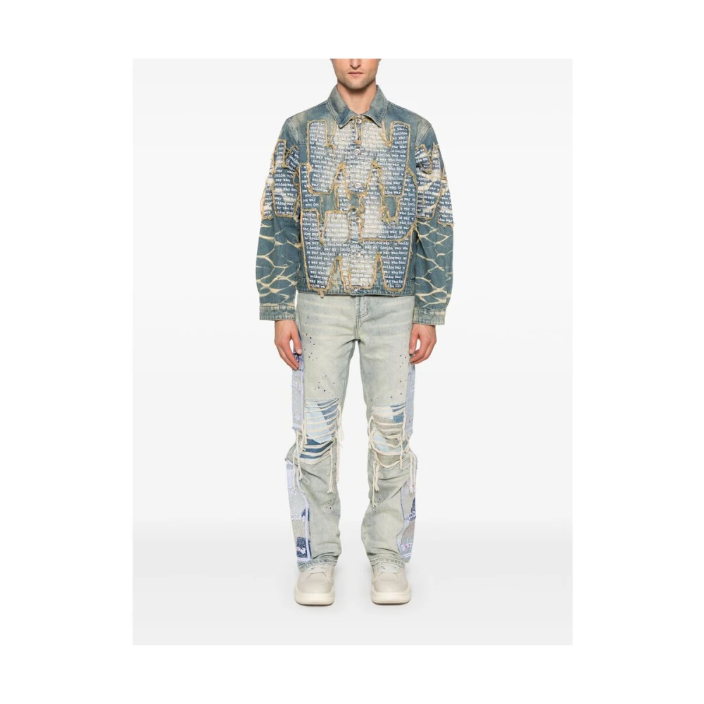 Who Decides War Blauwe Denim Patchwork Jas Blue Heren