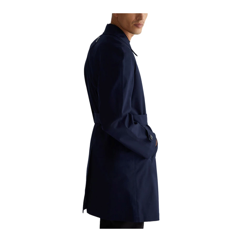 Liu Jo Elegant Polyester Trench Coat Blue Heren