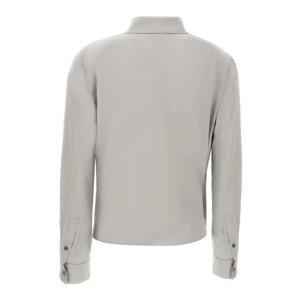 Theory Zijden Wrap Blouse Parel Grijs Gray Dames