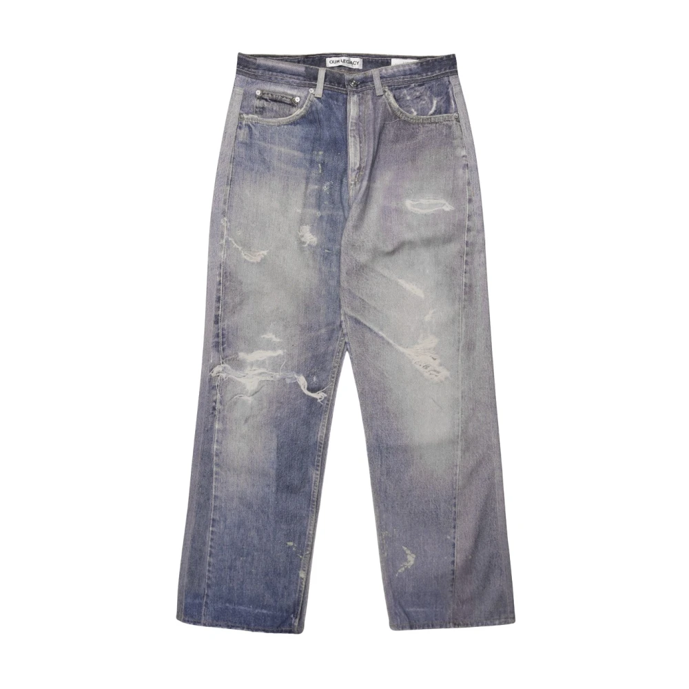 Our Legacy Men's Blue Digital Denim Print Jeans - Straight Fit Jeans - W33 - Jeans