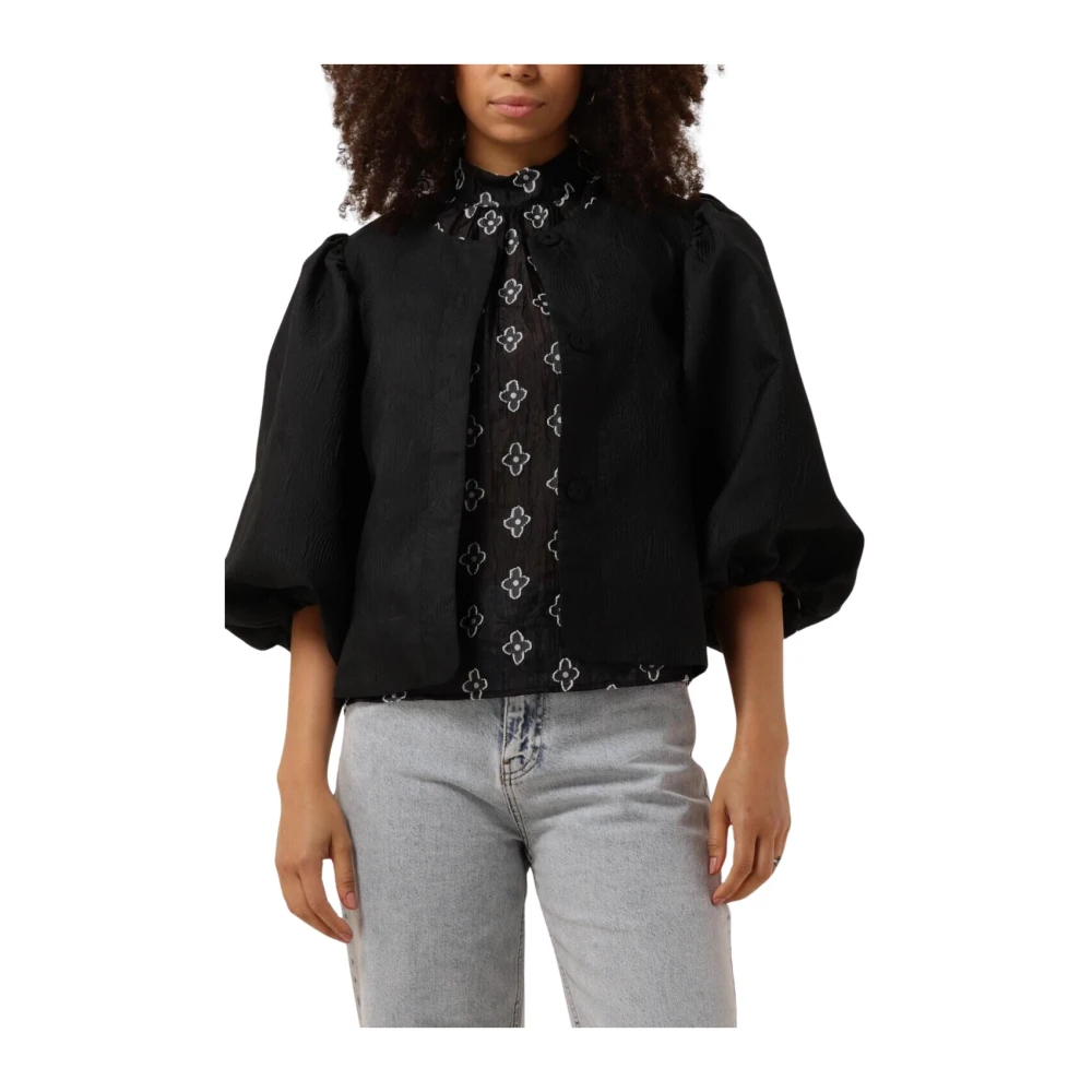 Minus Zwarte korte jas voor vrouwen Black Dames