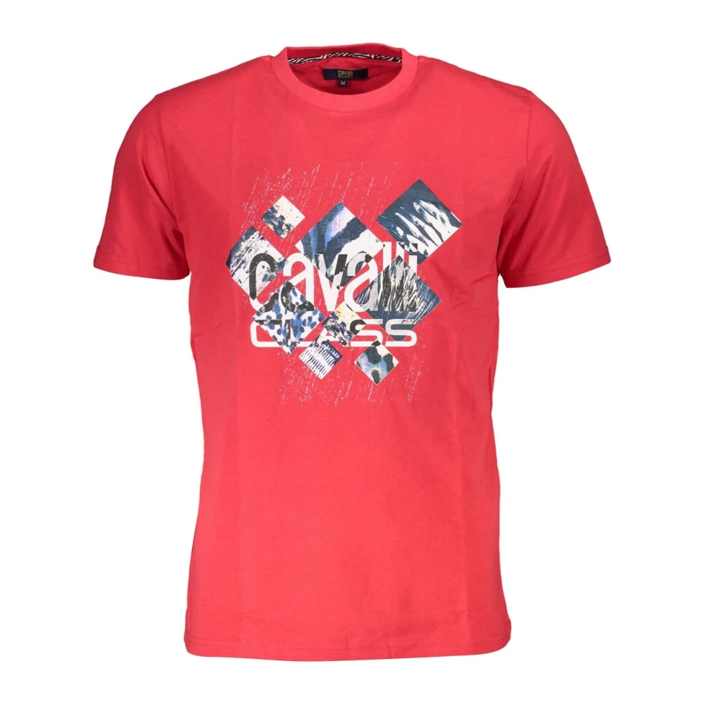 Cavalli Class Rode T-shirt met korte mouwen en logo Red Heren