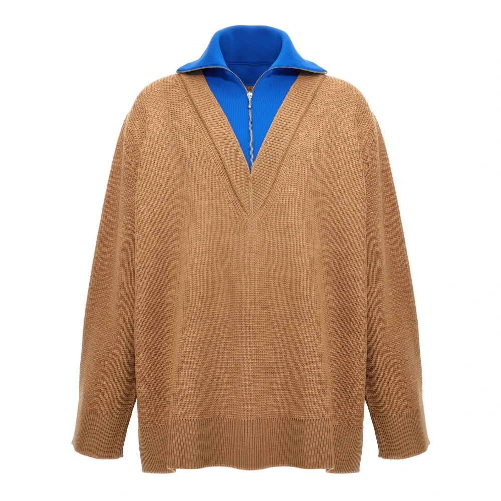 Jil Sander Men's Beige Half Zip Sweater