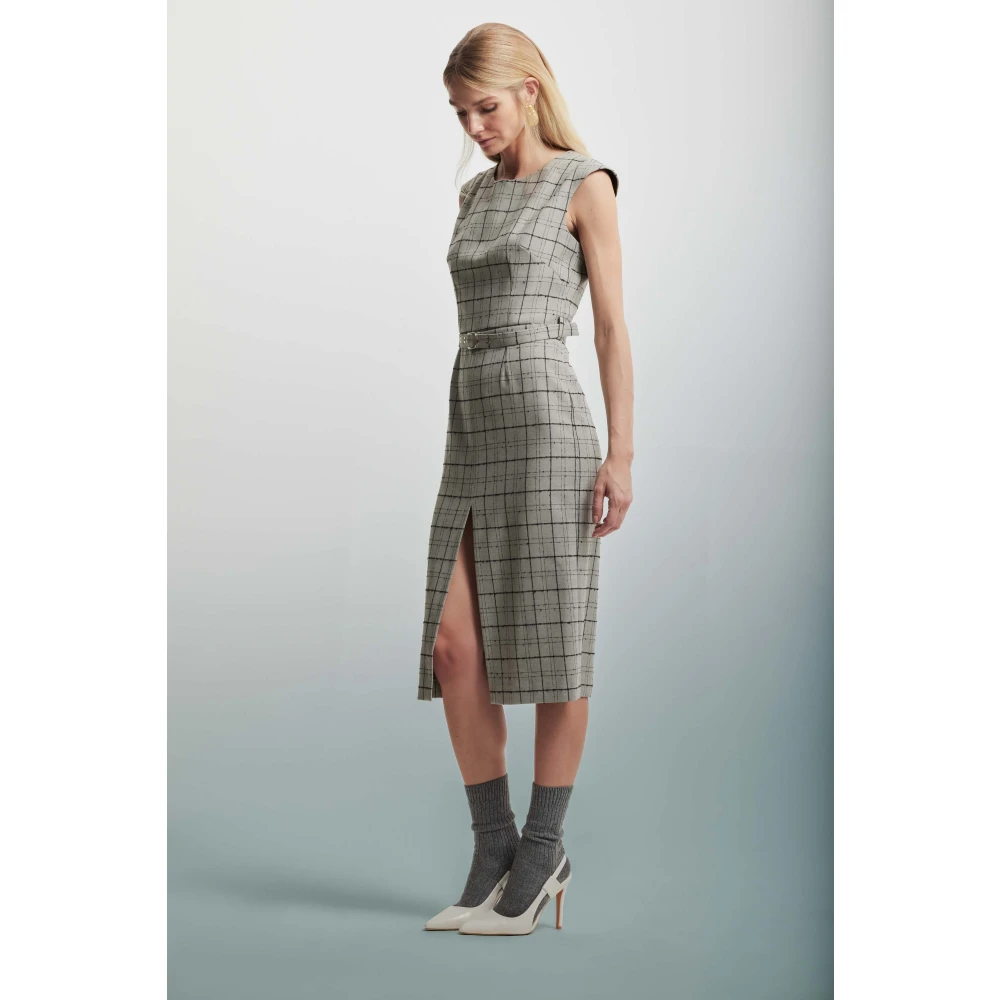 Kocca Gestreepte jurk met split en riem Multicolor Dames