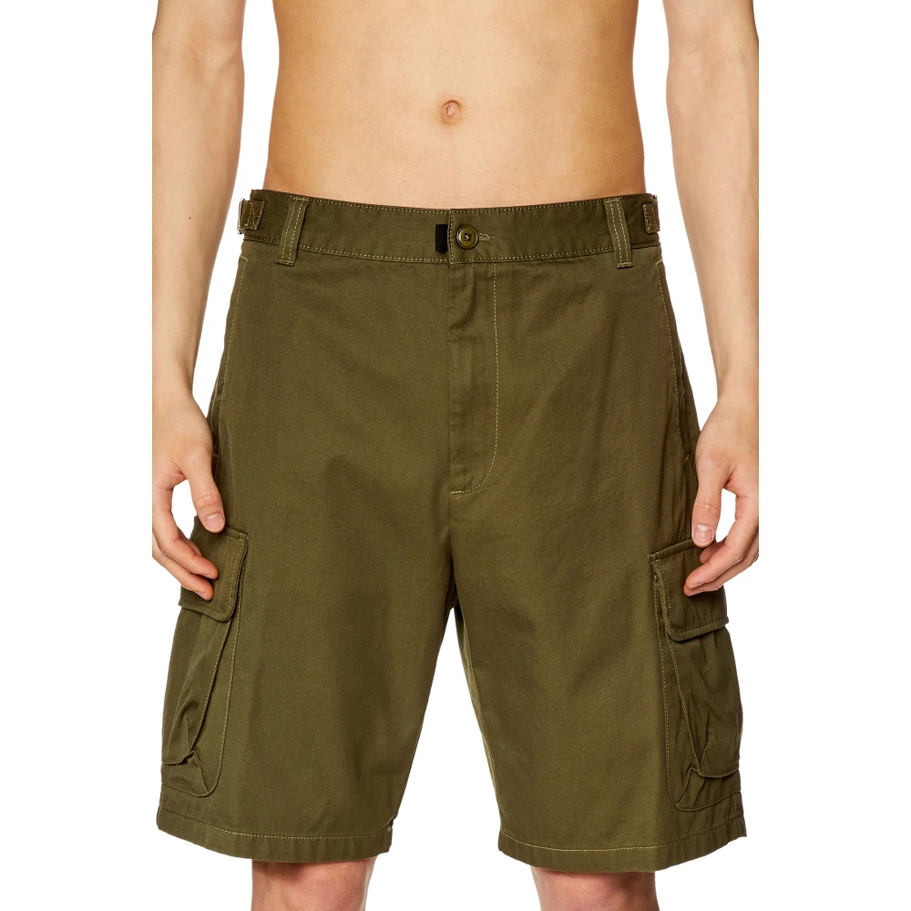 Diesel Twill cargo shorts in cotton Green Heren