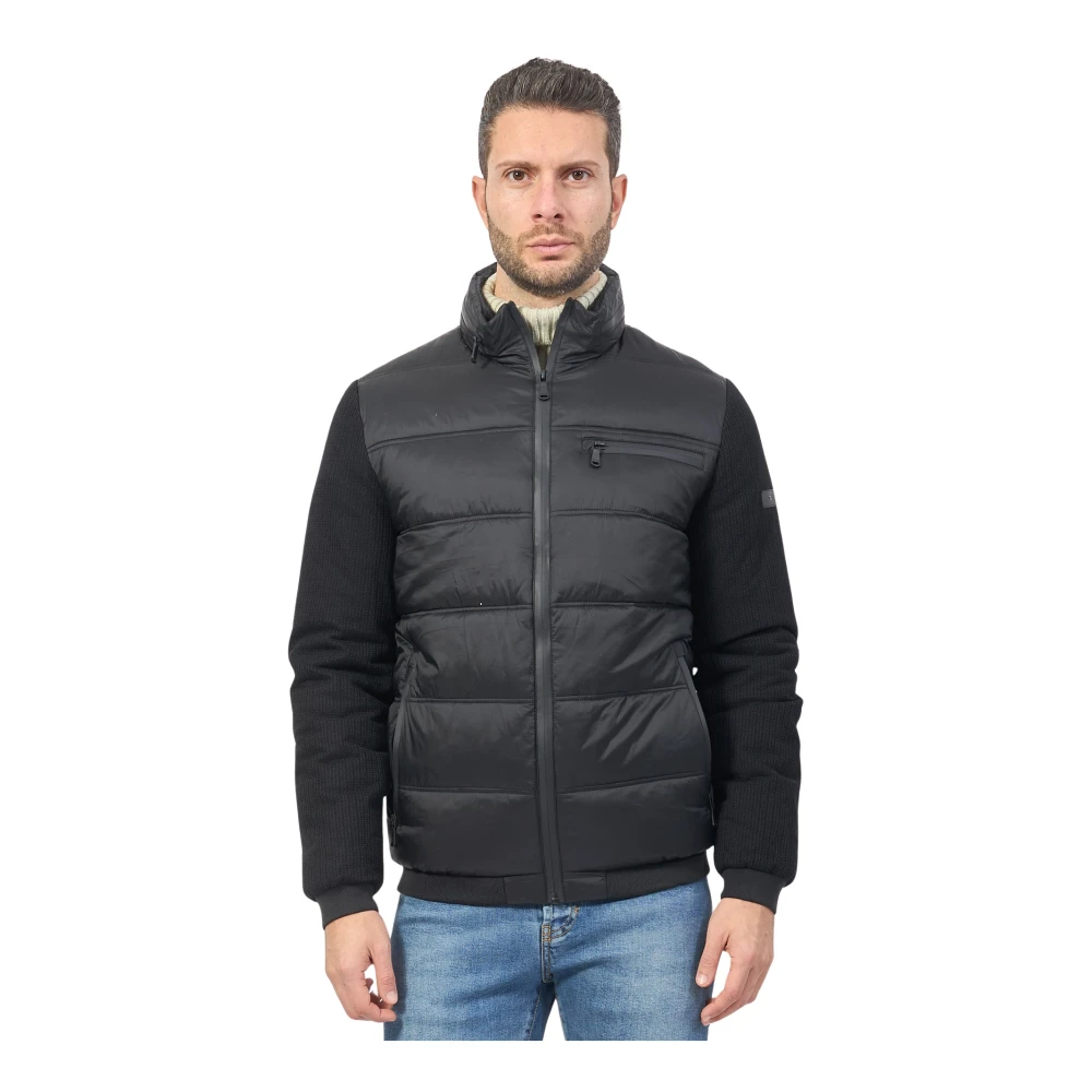 YES ZEE Zwarte Gewatteerde Gebreide Mouwjas Black Heren