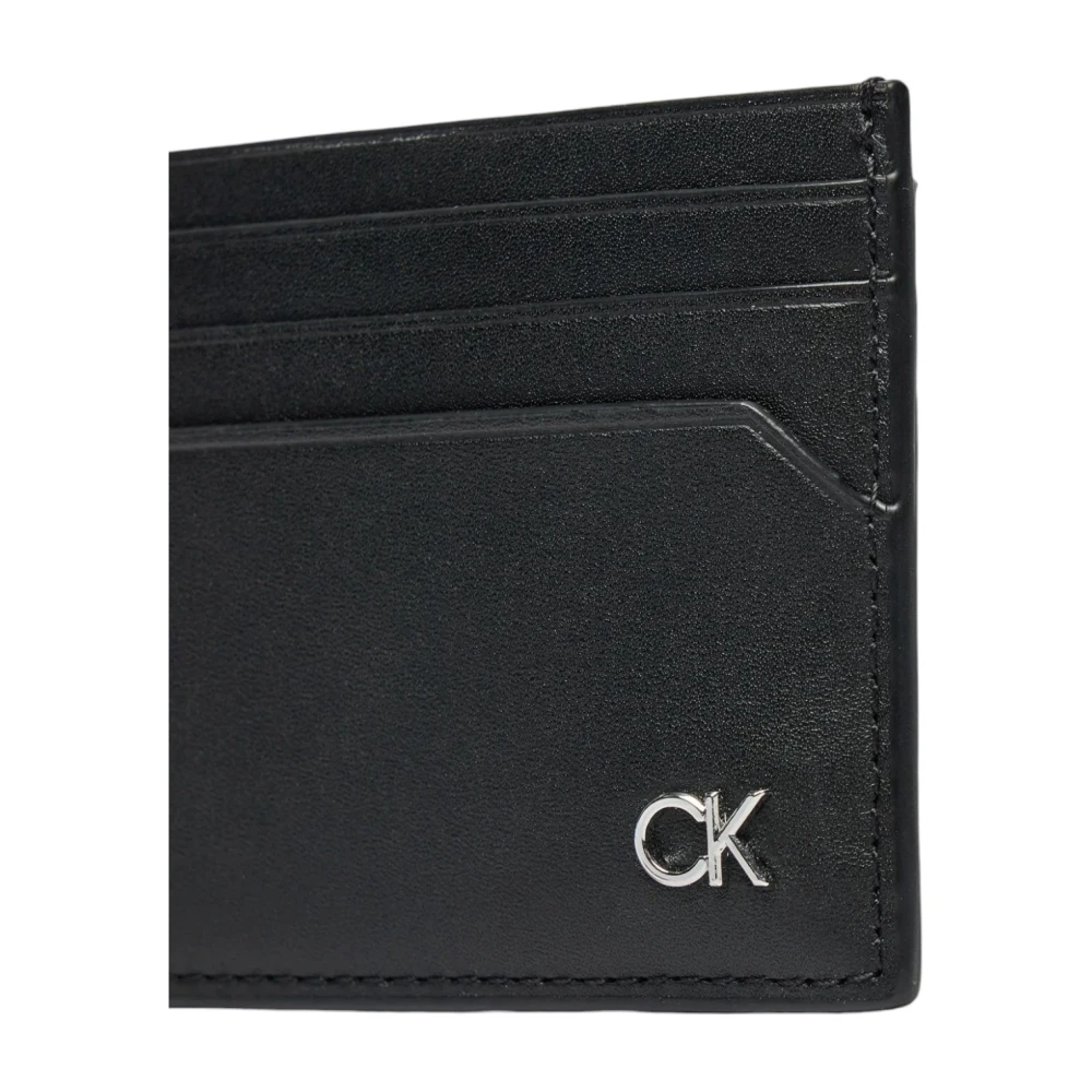 Calvin Klein Zwarte Leren Bi-Fold Portemonnee Black Heren