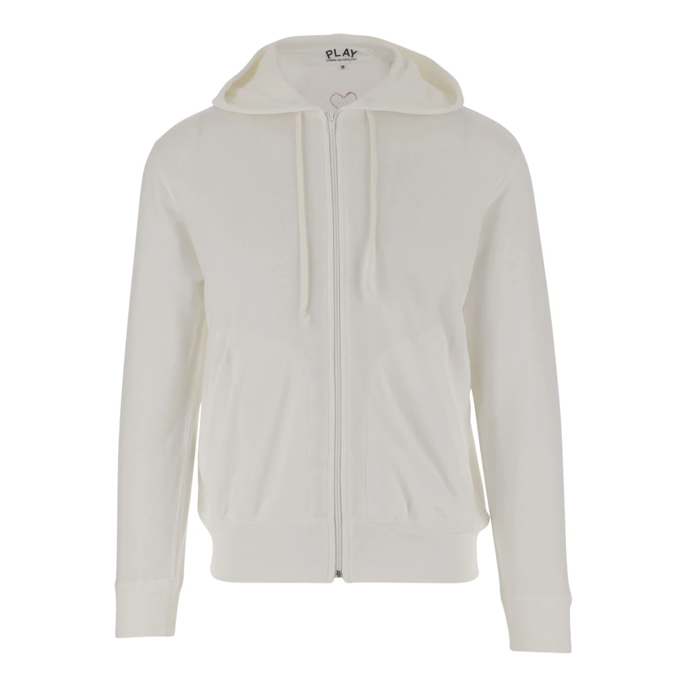 Comme des Garçons Katoenen Hoodie met rits Wit White Heren