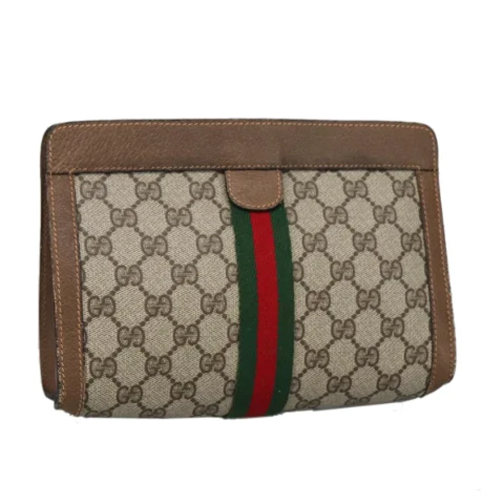Gucci Vintage Pre-owned Leather clutches Beige Dames