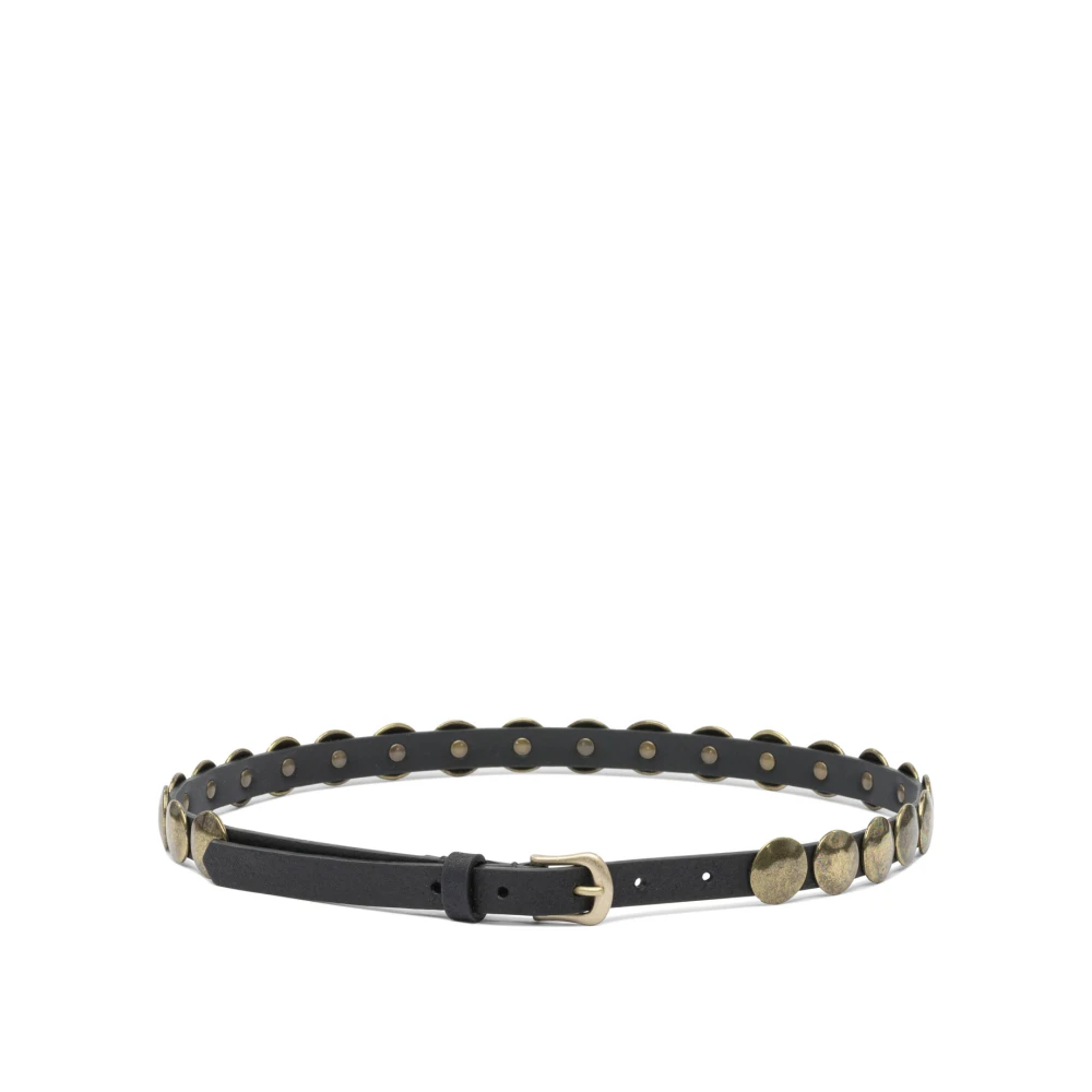 Golden Goose Women's Black Belts, 80 Cm, Leather Stud Belt Aw25