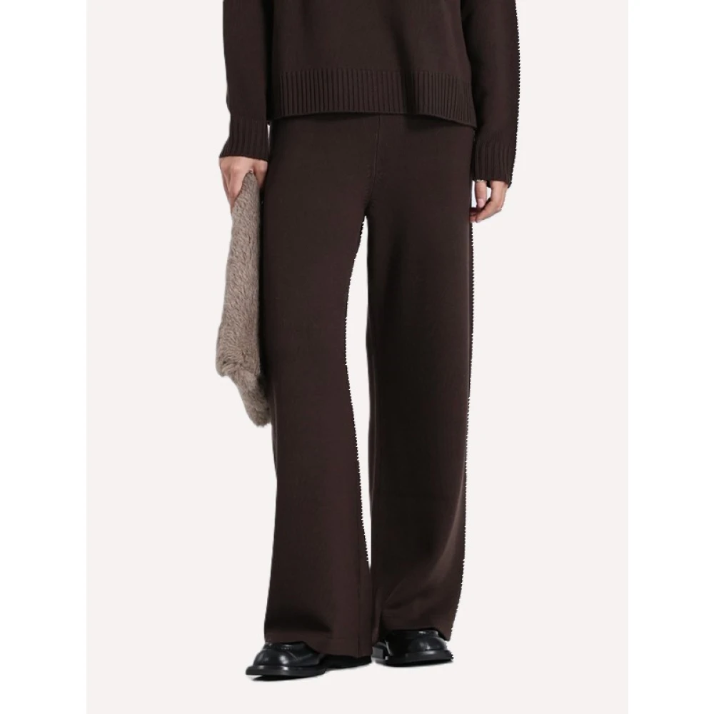 Max Mara Donkerbruine wollen gebreide broek Brown Dames