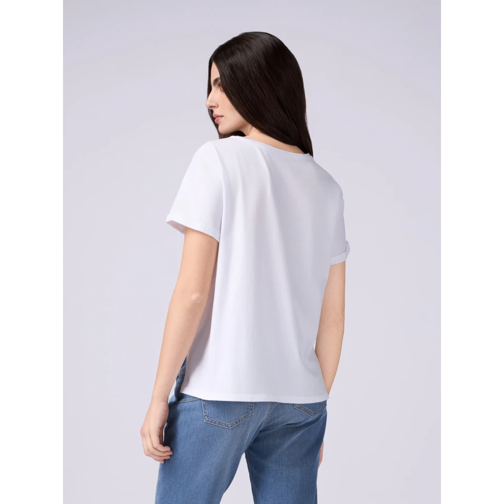 Oltre T-shirt met paillettenborduurwerk White Dames
