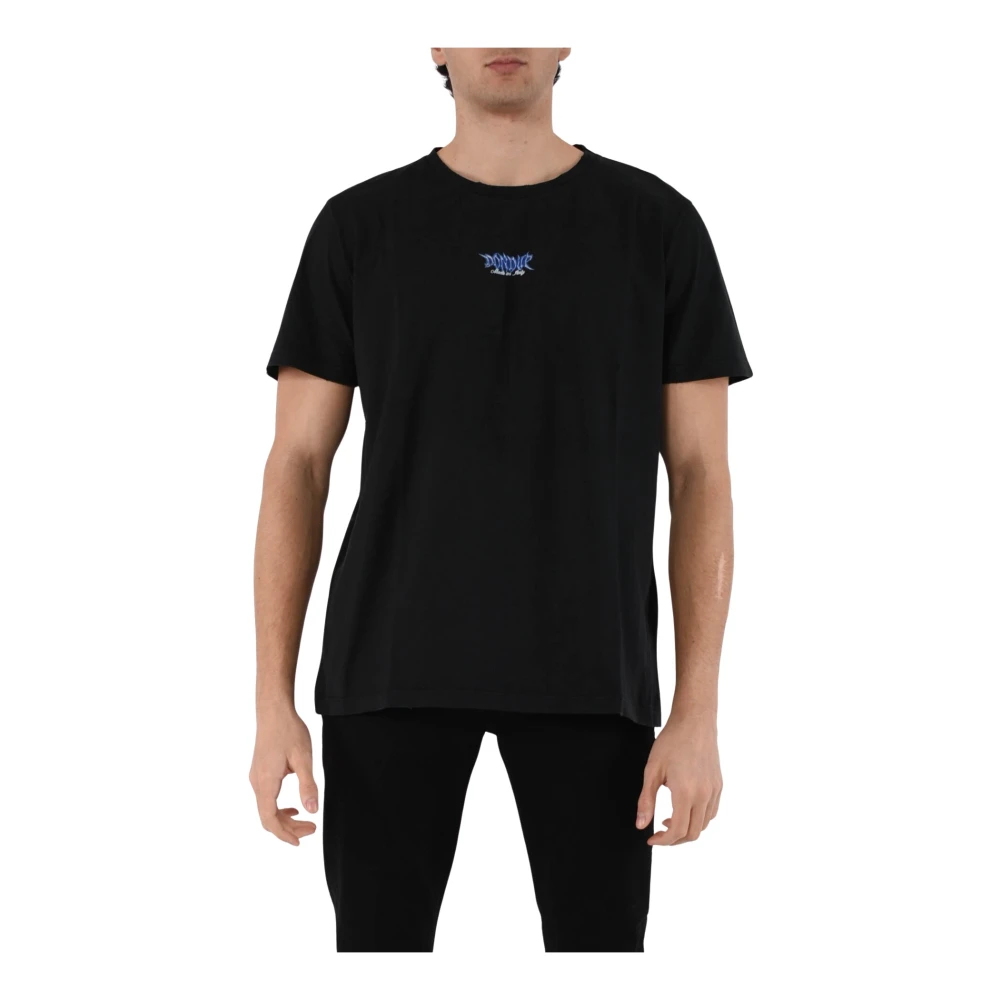 Dondup Jersey T-shirt met voor- en achterprint Black Heren