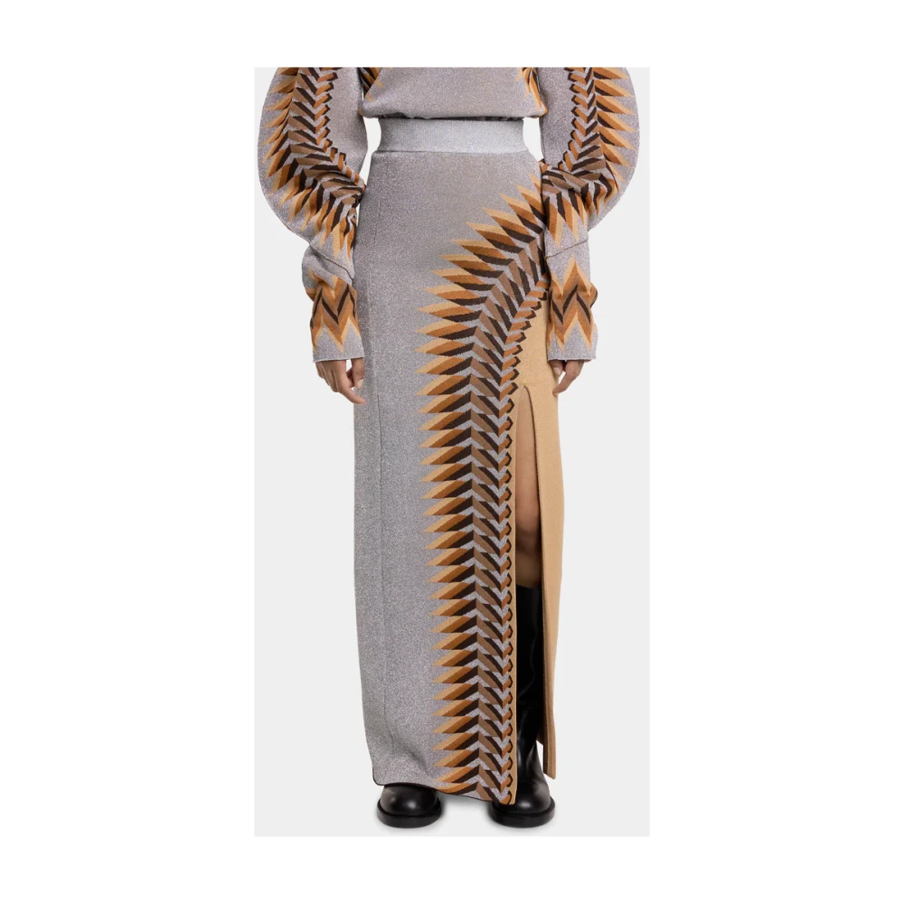 Paco Rabanne Lurex Lange Rok Geometrisch Ontwerp Multicolor Dames