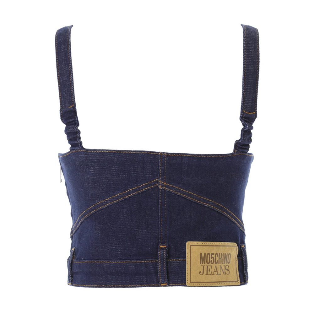 Moschino Denim Crop Top Blue Dames
