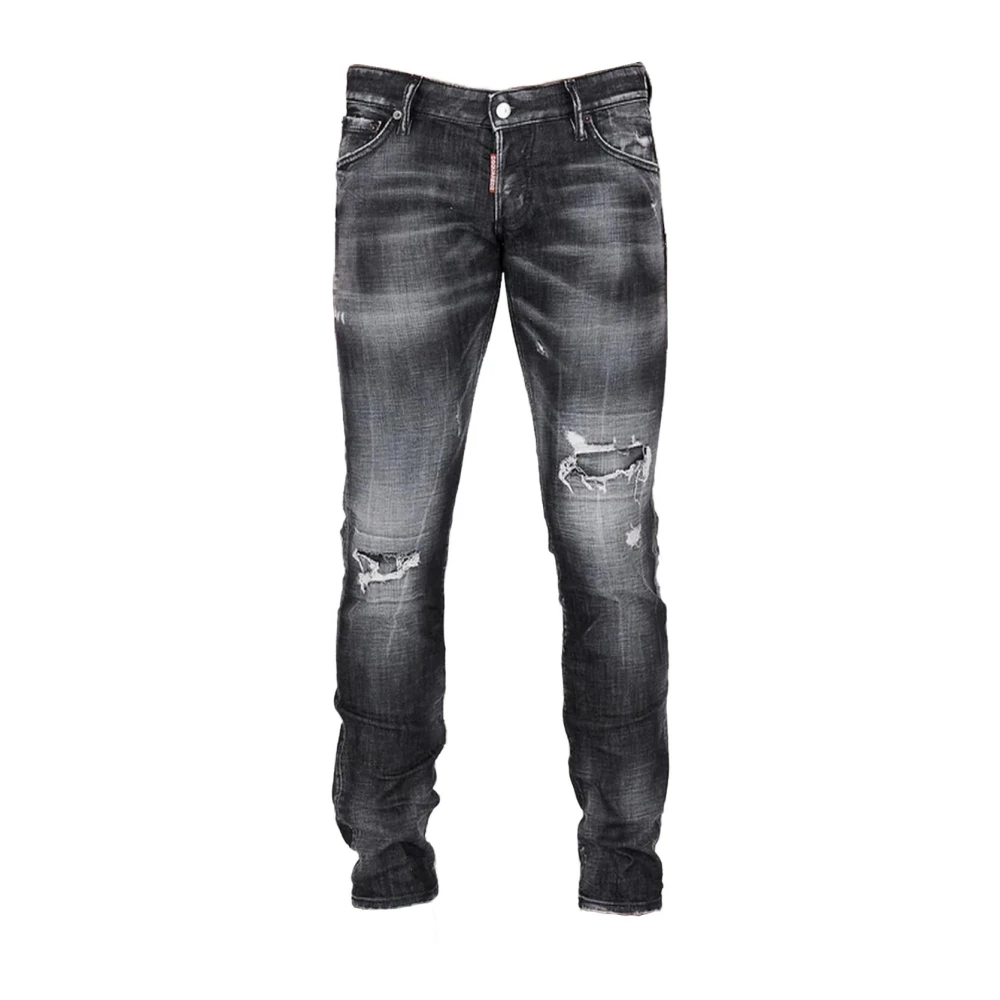 Dsquared2 Versleten Slim-Fit Jeans Black Heren