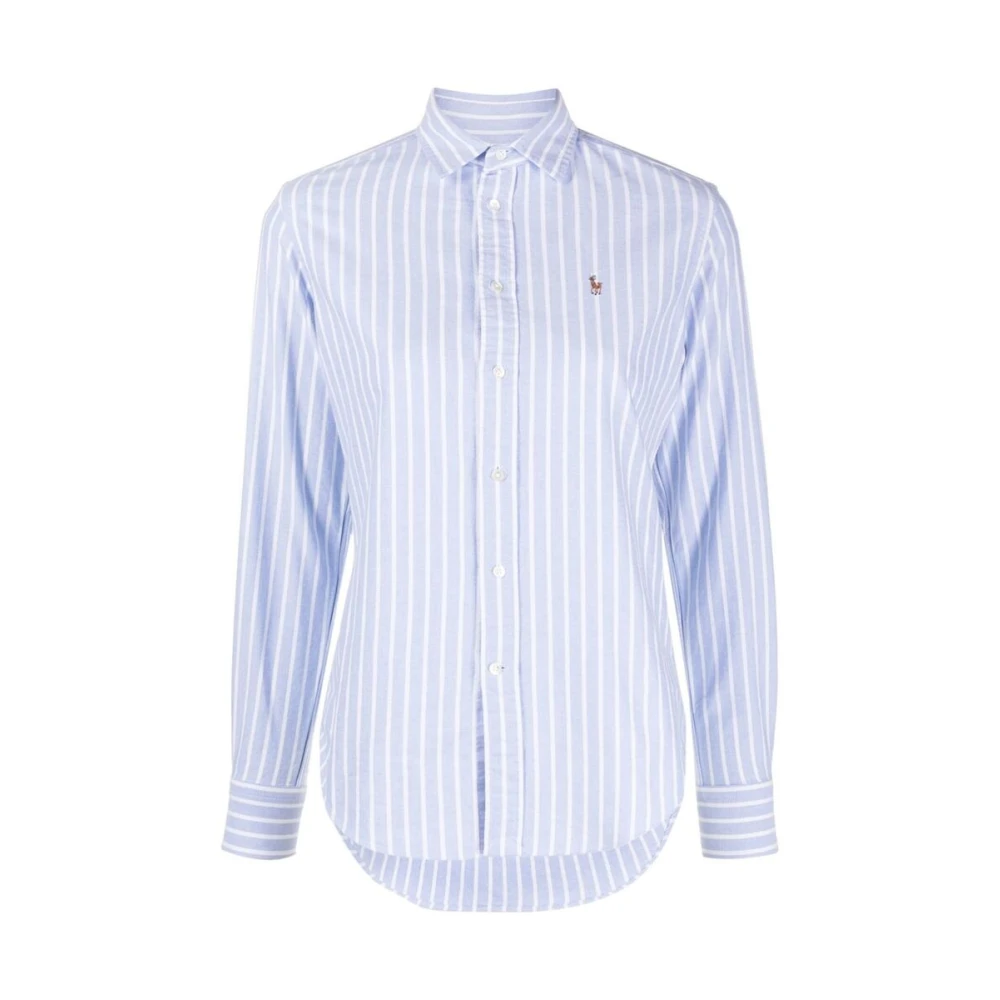 Ralph Lauren Gestreepte blouse met logo detail Blue Dames