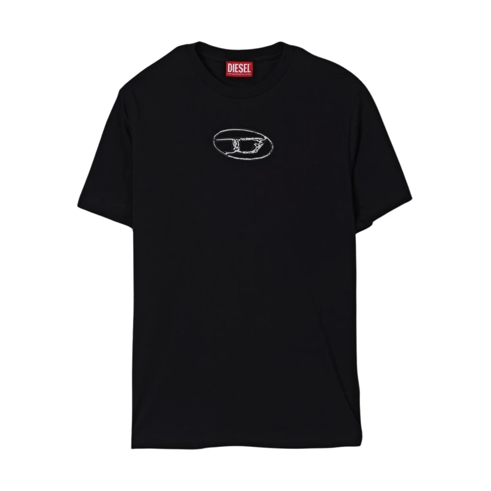 Diesel Unisex Black Crew Neck T-Shirt With Short Sleeves And Graphic Print