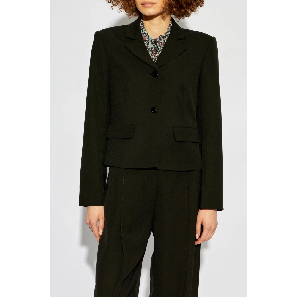 Ganni Blazer met open revers Black Dames
