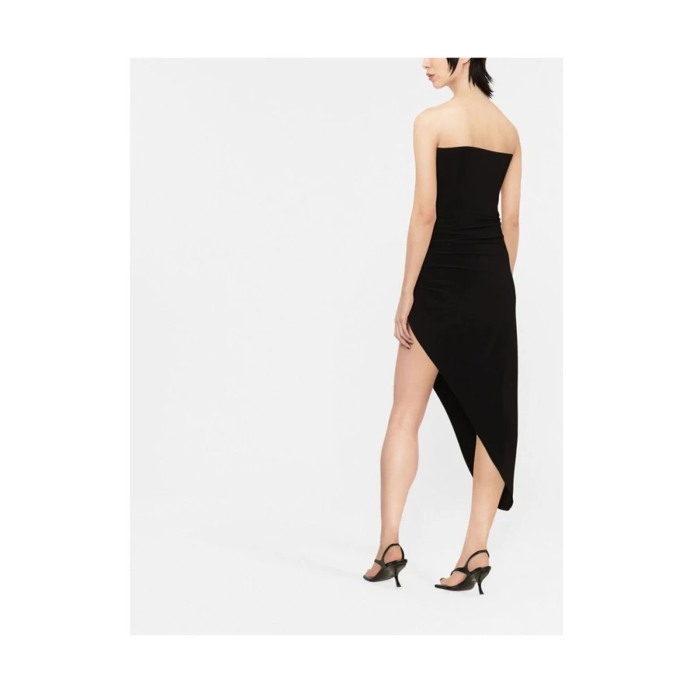 Norma Kamali Zwarte strapless aansluitende jurk met asymmetrische rand Black Dames