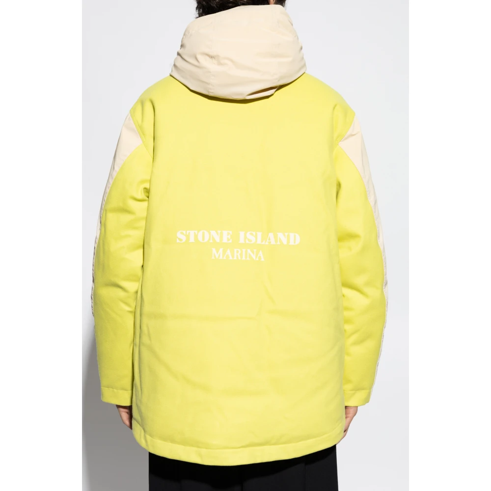 Stone Island Donsjack met logo Beige Heren