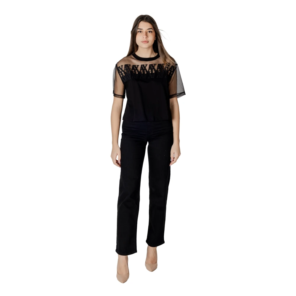 Armani Exchange Korte mouwen katoenen T-shirt collectie Black Dames