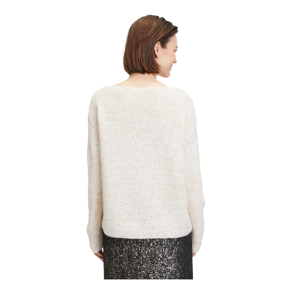 Betty & Co Gebreide trui met pailletten Beige Dames