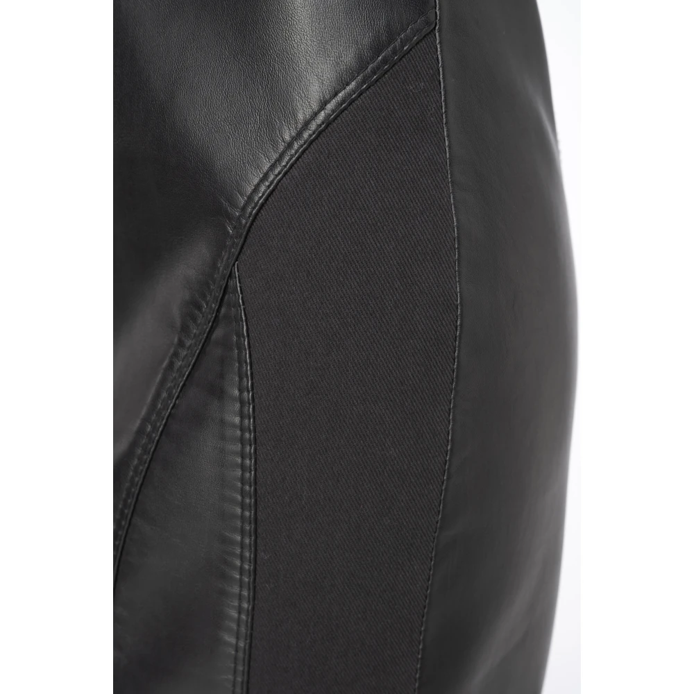 pinko Leren en stoffen rok Black Dames