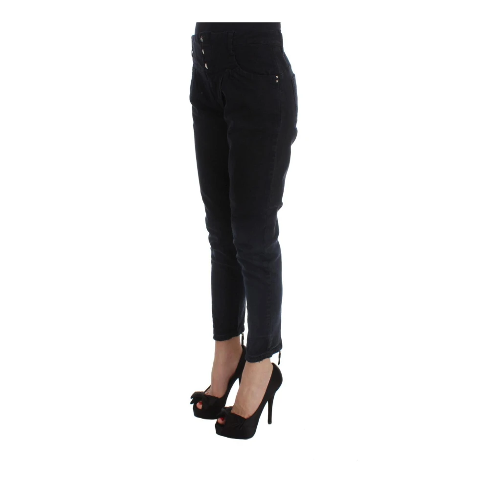 Costume National Zwarte Katoenen Slim Fit Cropped Jeans Black Dames