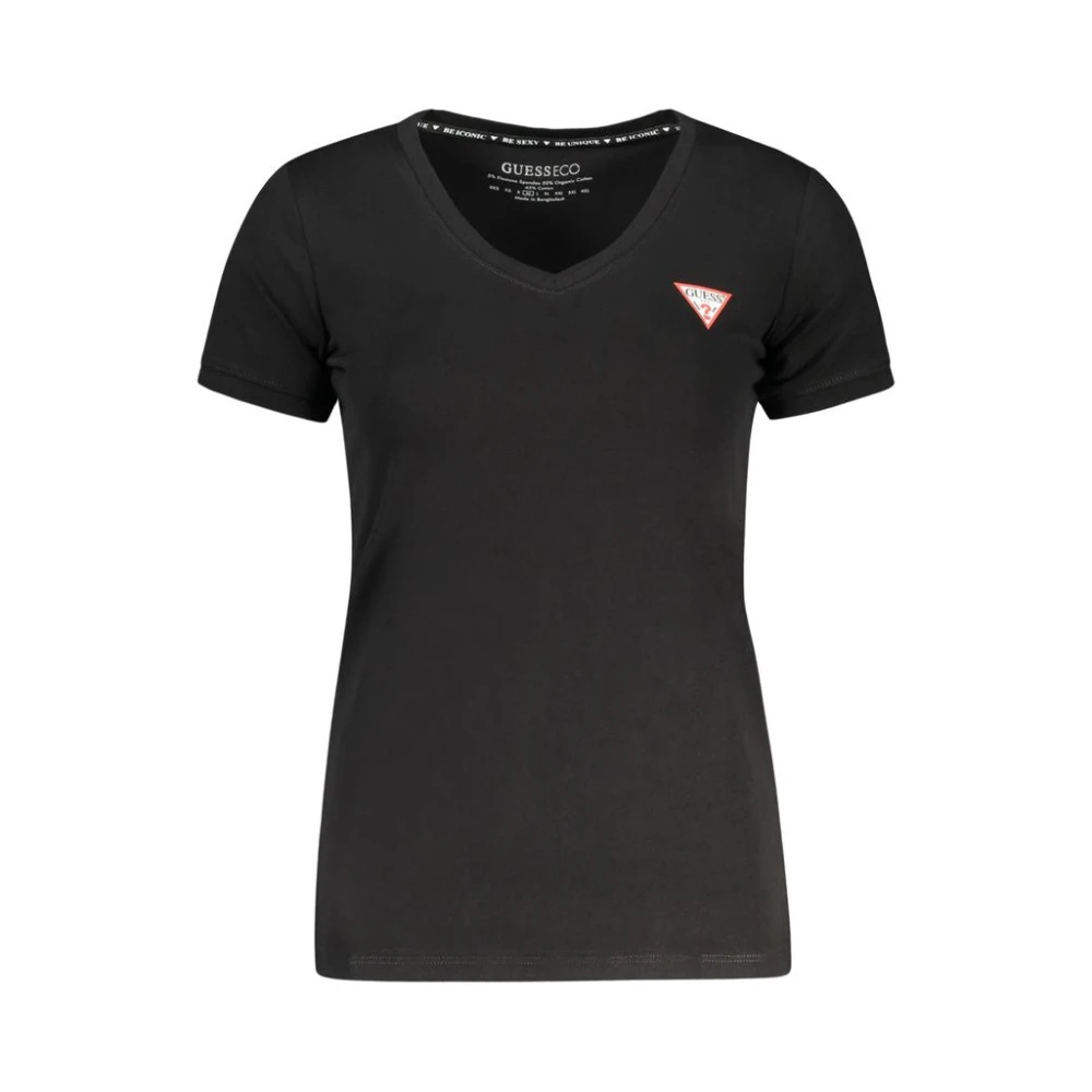 Guess , T-Shirts, Female, Black, L, Black Cotton Short Sleeve T-Shirt