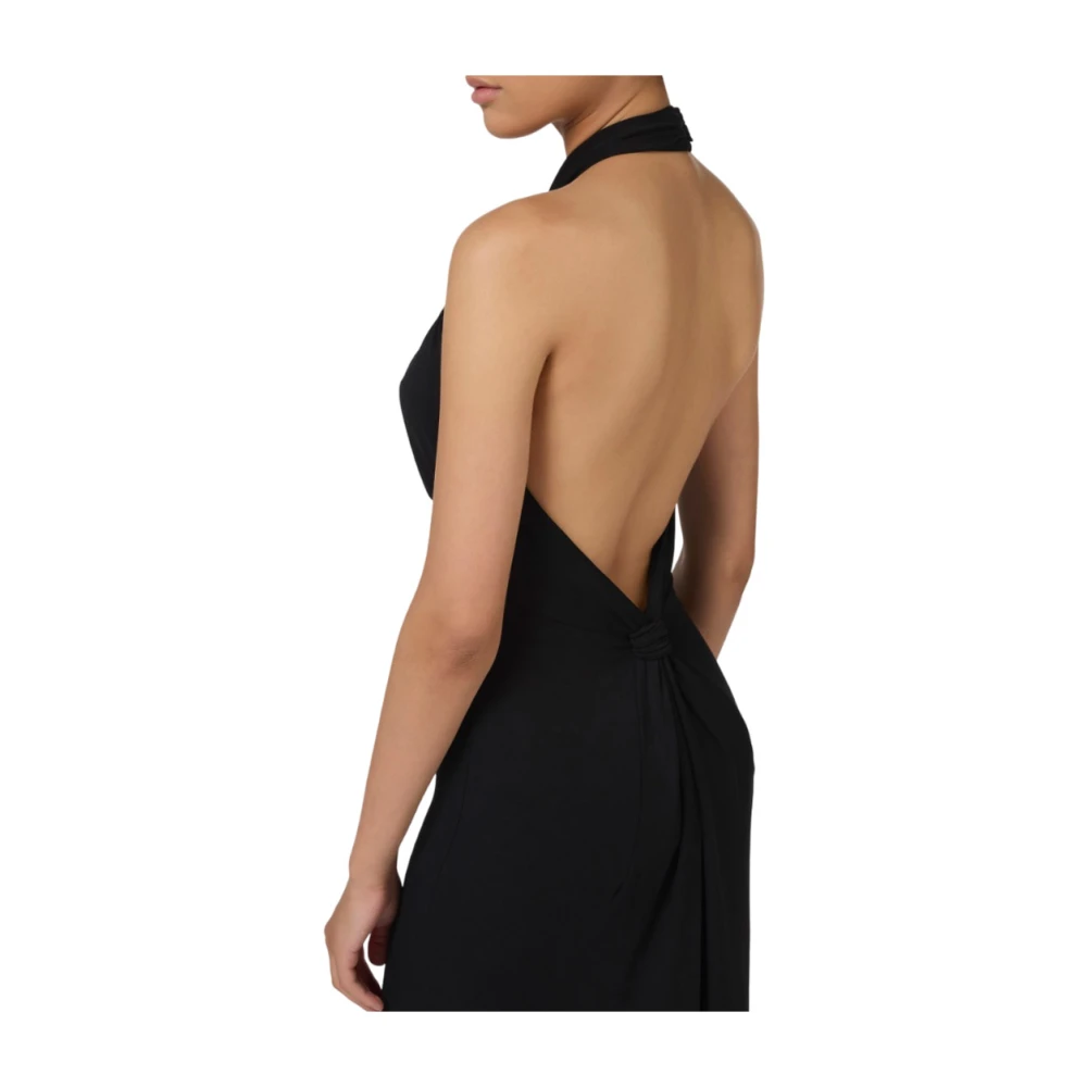 Elisabetta Franchi Rode Loper Jersey Jurk met Drapering Black Dames