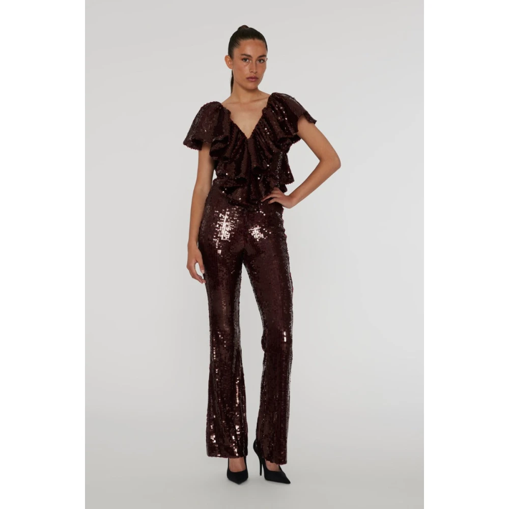Rotate Birger Christensen Bordeaux Pailletbroek Brown Dames