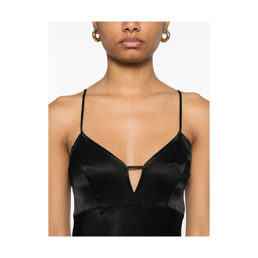 Twinset Zwarte V-hals Jurk met Zijsplit Black Dames