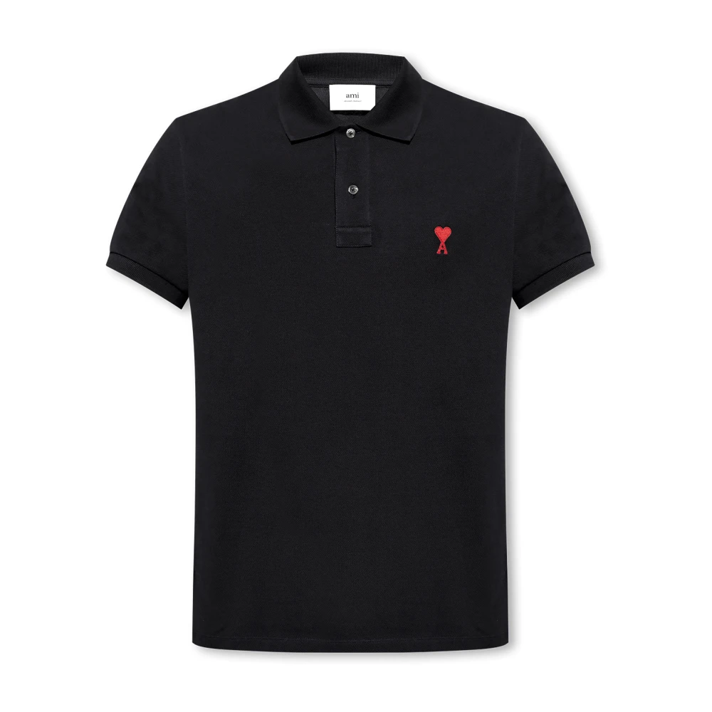 Ami Paris Men's Black Polo Shirts, M, Polo Shirt With Logo