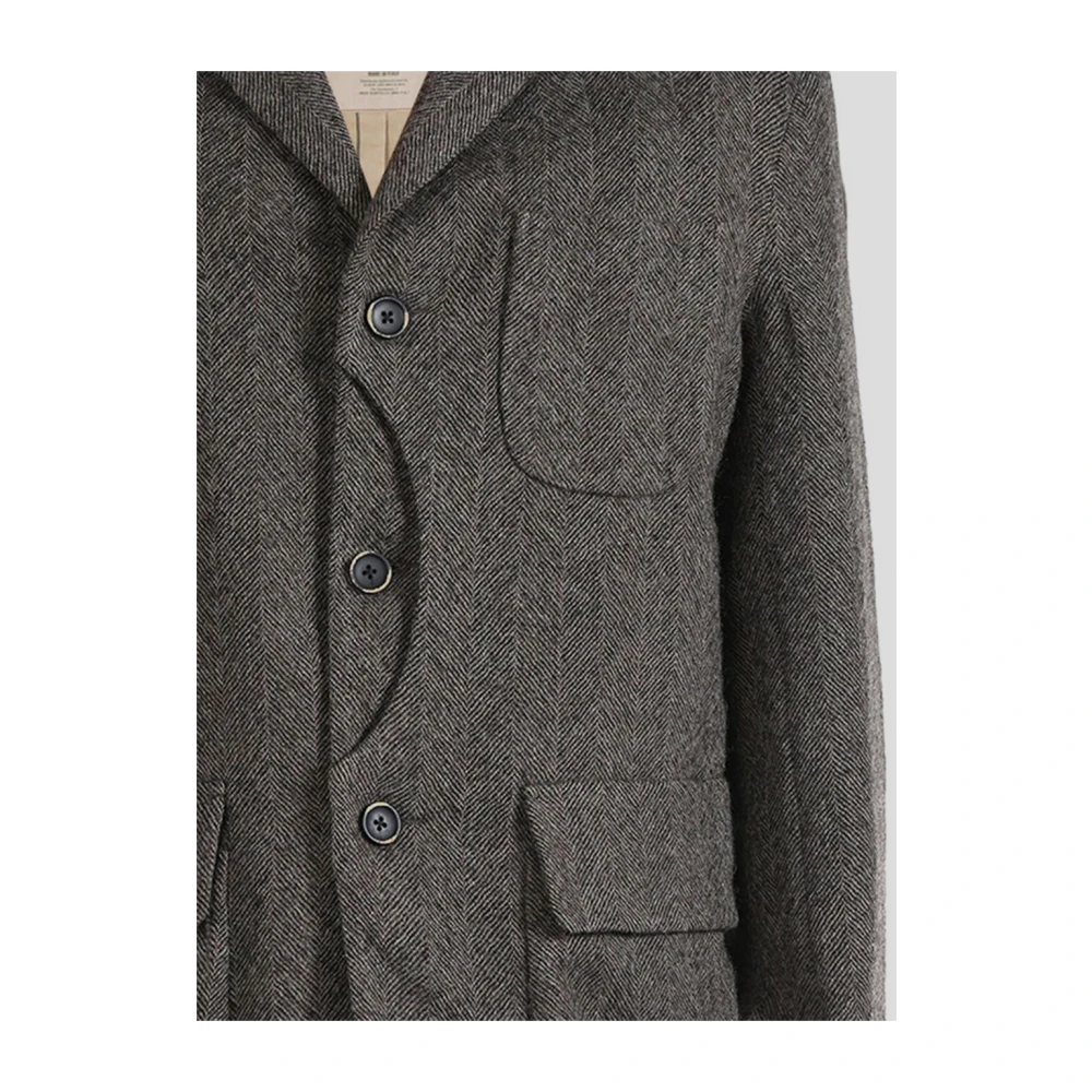 UMA Wang Wollen jas met krantenprint Gray Heren