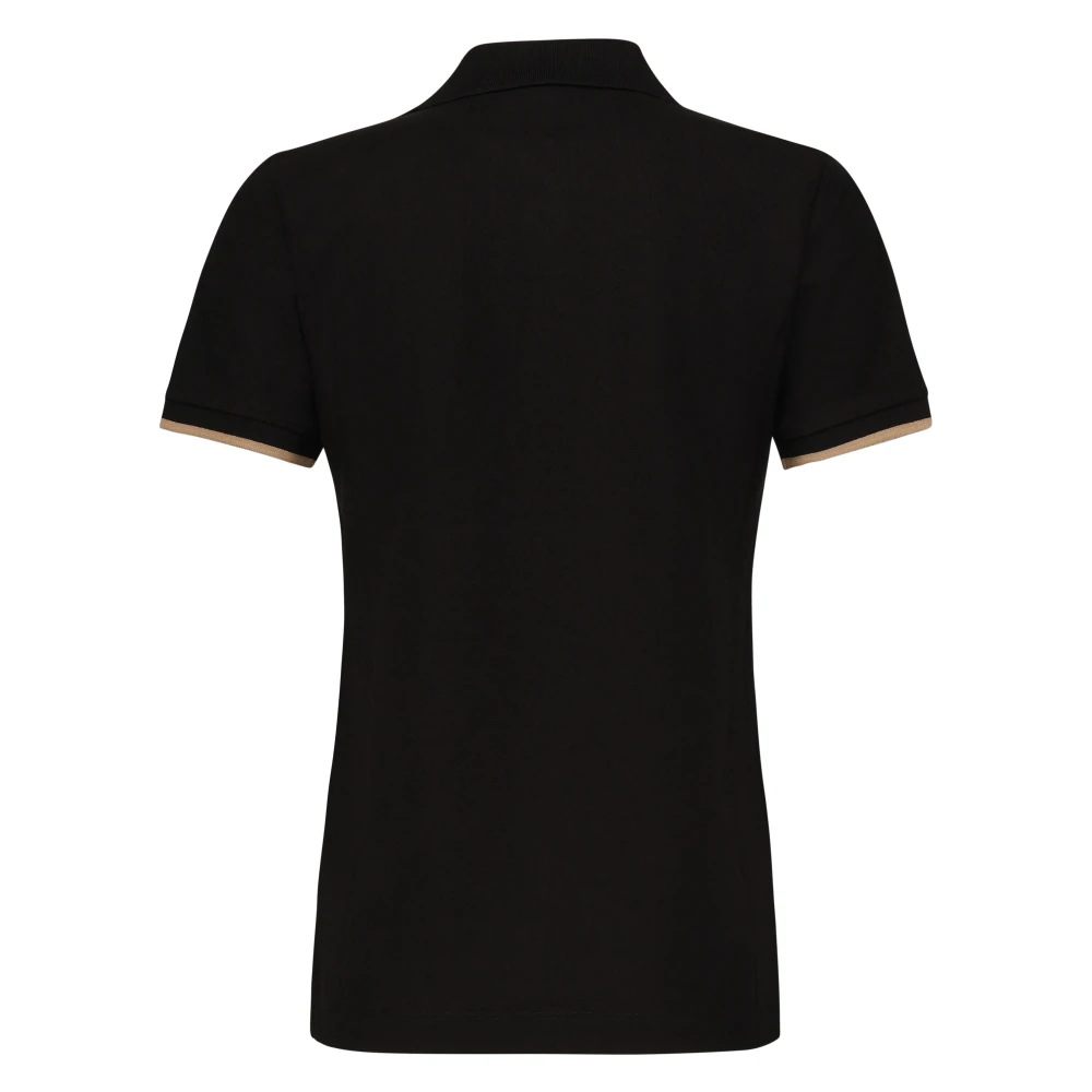 Moncler Zwarte Polo Shirt met Drukknoopsluiting Black Dames