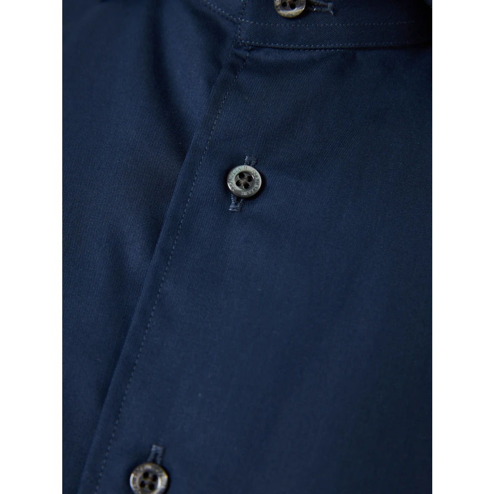 Corneliani Katoenen Twill Overhemd Made in Italy Blue Heren