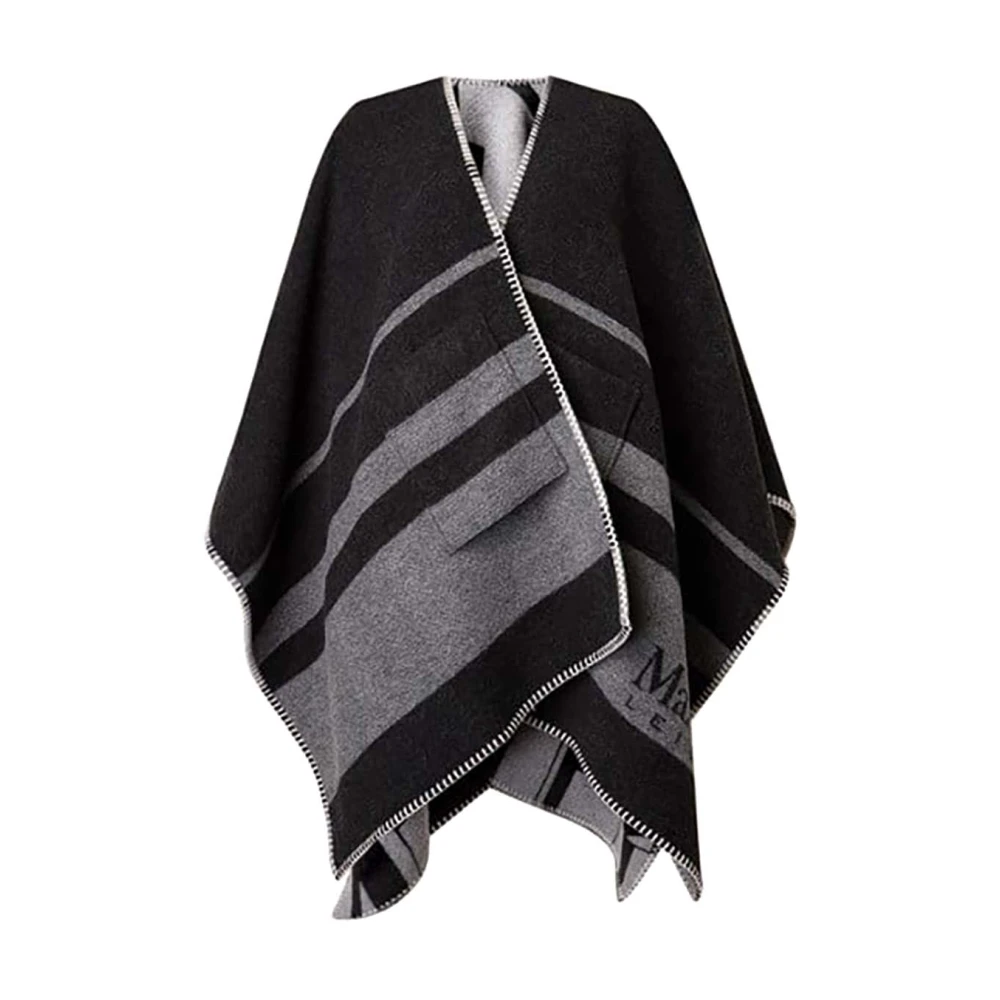 Max Mara Grijze Gebreide Poncho met Zakken Multicolor Dames