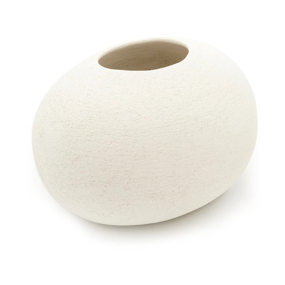 Eleventy Unisex Beige Low Vase