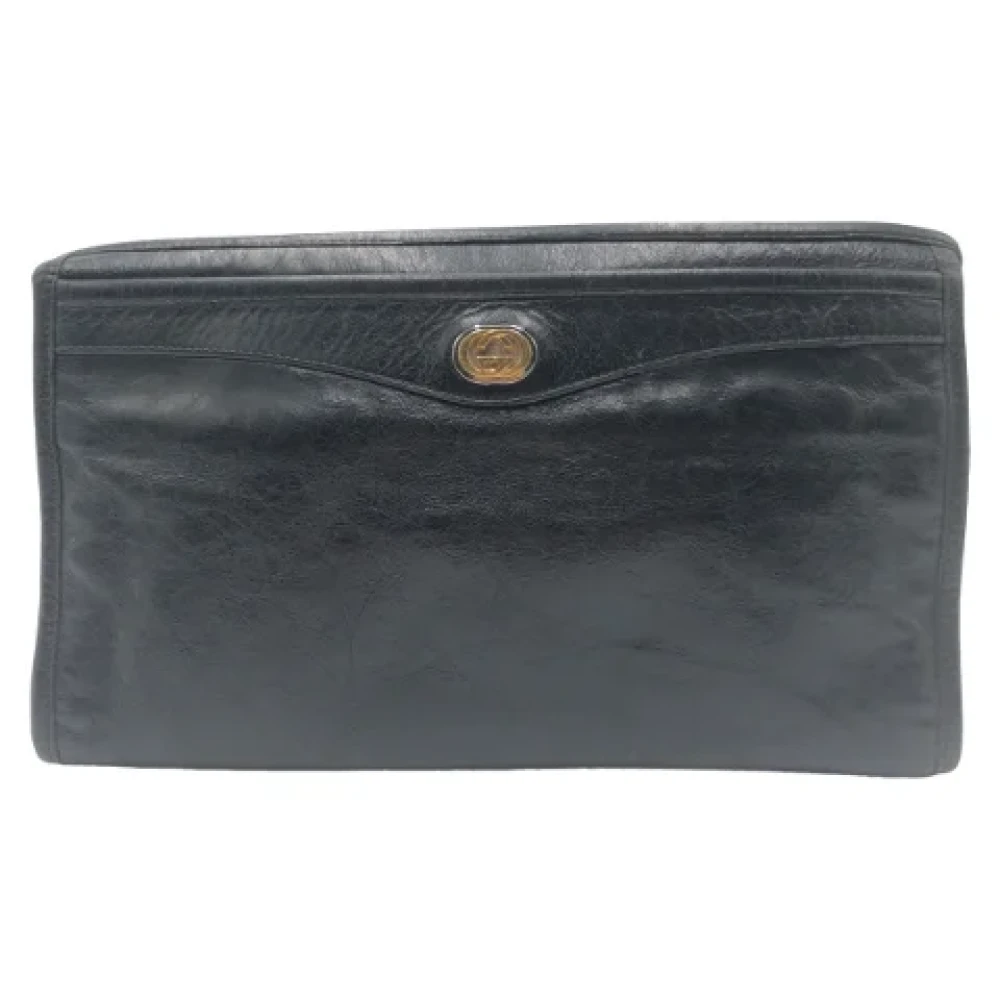 Gucci Vintage Pre-owned Leather clutches Black Heren