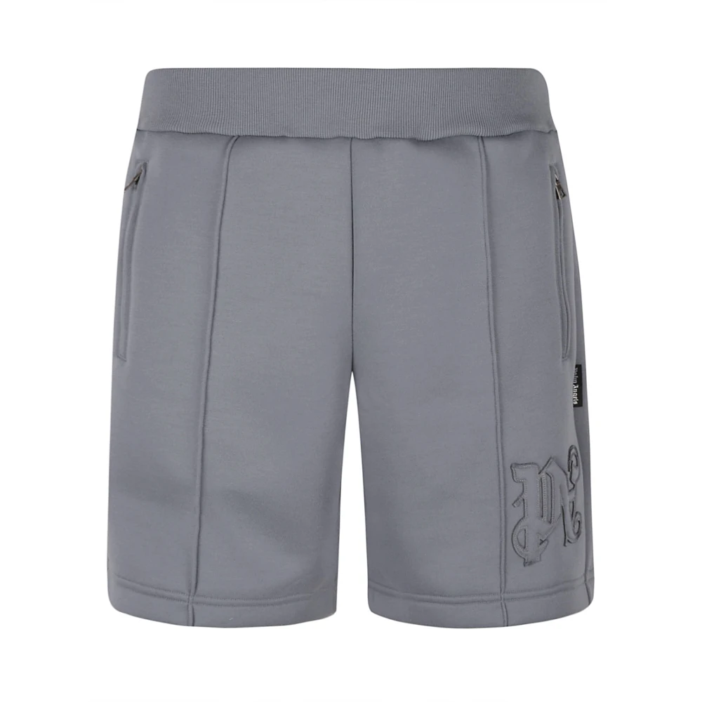 Palm Angels Grijze Monogram Neopreen Shorts Gray Heren