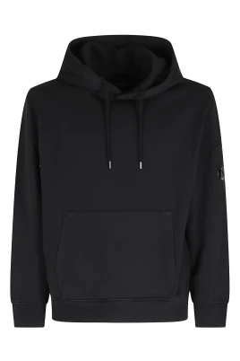Cotton Diagonal Fleece Hooded Lens Sweatshirt