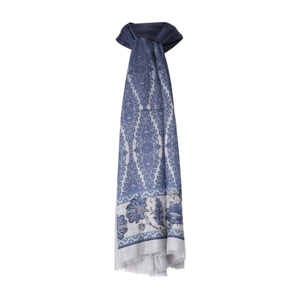 Etro Blommig Paisley Print Modal Halsduk Blue, Herr