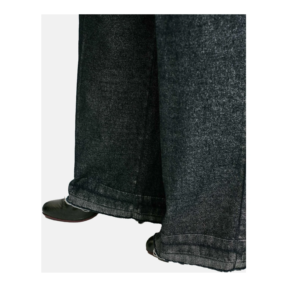 Momoni Wijde Pijp Raffelige Denim Broek Blue Dames