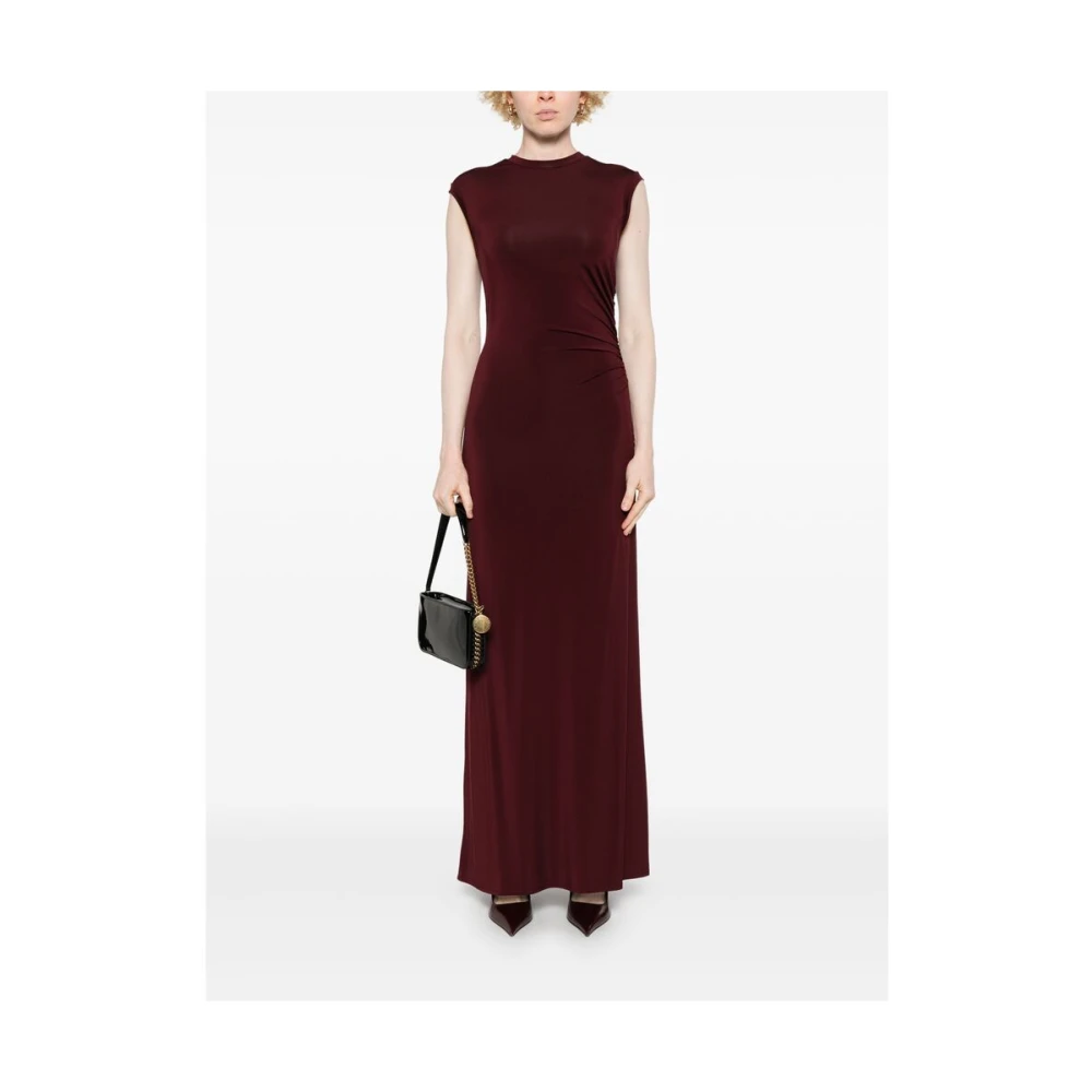 Stella Mccartney Bordeaux Ruched Crew Neck Jurk Red Dames