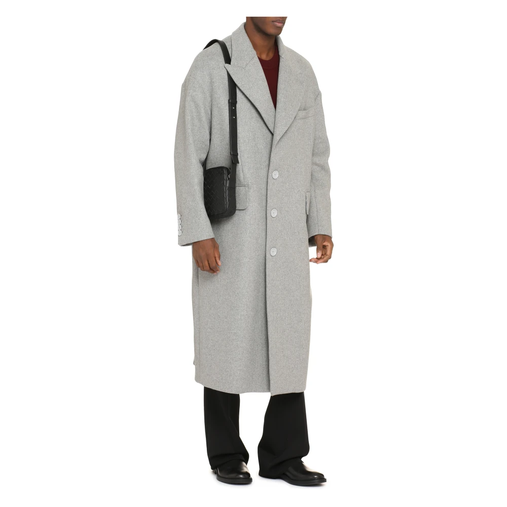 Dolce & Gabbana Wollen Blend Jas met Reverskraag Gray Heren